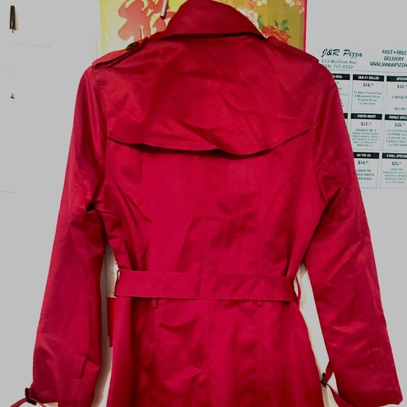 Burgundy Trench Coat with Removable Belts - Picture 3 of 6